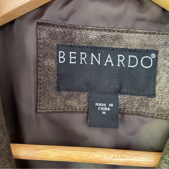 Brown leather blazer BERNARDO gold genuine leather jacket soft classy funky - Picture 2 of 16